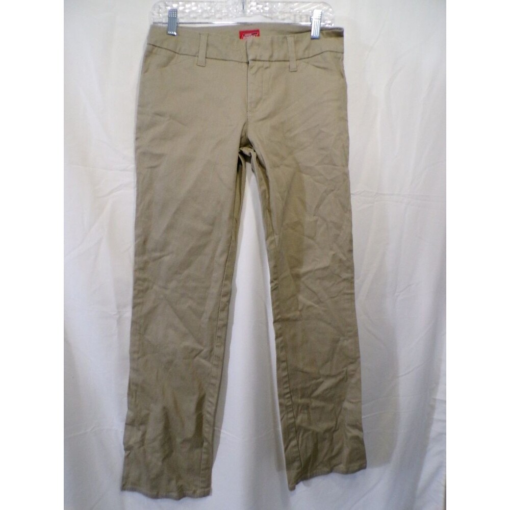 Dickies Women's Khaki Chino Pants Size 9 Juniors Straight Fit Cotton Blend